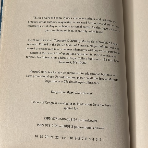 Book I’ll Be Your Blue Sky by Marisa De Los Santos - Picture 5 of 6